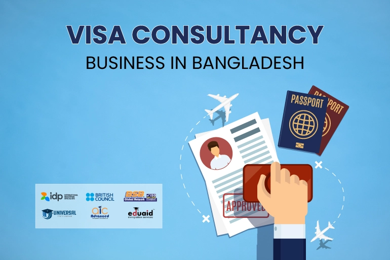 A list of student visa consultancy firms in Bangladesh. It includes: IDP, British Council, BSB Global Network, Universal Consultancy Global, Advanced Immigration Consultancy and Eduaid